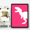 Dinosaur Colour Silhouette Pink Set 1 Children's Nursery Bedroom Wall Art Print