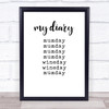 Mums Diary Quote Typography Wall Art Print