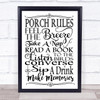 Porch Rules Feel The Breeze Quote Typography Wall Art Print