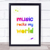 Rainbow Music Rocks My World Quote Typography Wall Art Print