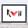 Run Love Heart Quote Typography Wall Art Print