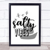 Salty Vibes Sea Quote Typography Wall Art Print