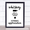 Whiskey Demands Appreciation Quote Typography Wall Art Print