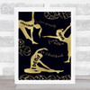Yoga Quotes Silhouettes and Beautiful Leaves Gold Black Quote Typography Print