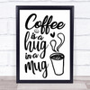 Coffee Is A Hug In A Mug Quote Typography Wall Art Print