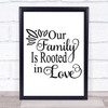 Family Rooted In Love Quote Typography Wall Art Print