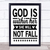 God Is Within Her She Will Not Fall Quote Typography Wall Art Print