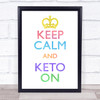 Keep Calm And Keto On Watercolour Quote Typography Wall Art Print