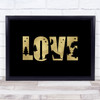 Love Camping Silhouette Gold Black Quote Typography Wall Art Print