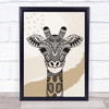 Hand Drawn Jungle Giraffe Framed Wall Art Print