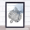 Ocean Scene Hand Drawn Watercolour Sea Turtle Framed Wall Art Print