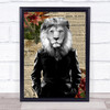 Lion In Suit Vintage Decorative Wall Art Print