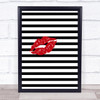 Lips On Stripes Decorative Wall Art Print
