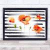 Stripes Poppies Watercolour Decorative Wall Art Print