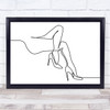 Black & White Line Art Nude Female Naked Legs Heels Decorative Wall Art Print