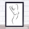 Black & White Line Art Nude Female Arms Raised Decorative Wall Art Print