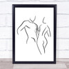 Black & White Line Art Naked Man Lady Couple Decorative Wall Art Print