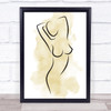 Watercolour Line Art Nude Female Arms Raised Decorative Wall Art Print