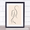 Block Colour Line Art Nude Female Long Hair Decorative Wall Art Print