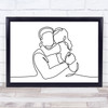 Black & White Line Art Father And Daughter Decorative Wall Art Print