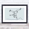 Block Colour Line Art Boy Doing Cartwheel Decorative Wall Art Print