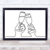 Black & White Line Art Champagne Glasses Decorative Wall Art Print