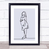 Block Colour Line Art Pregnant Lady Blue Decorative Wall Art Print