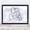 Watercolour Line Art Father And Daughter Decorative Wall Art Print