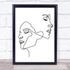 Black & White Line Art Two Ladies Faces Decorative Wall Art Print