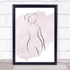 Watercolour Line Art Female Nude Naked Decorative Wall Art Print