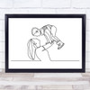 Black & White Line Art Mother And Son Decorative Wall Art Print
