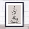 Block Colour Line Art Espresso Coffee Decorative Wall Art Print