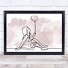 Watercolour Line Art Girl And Balloon Decorative Wall Art Print