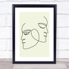 Block Colour Line Art Opposite Faces Decorative Wall Art Print