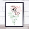 Watercolour Line Art Flowers Poppies Decorative Wall Art Print