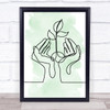 Watercolour Line Art Hands And Plant Decorative Wall Art Print
