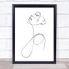 Black & White Line Art Lady Outline Decorative Wall Art Print