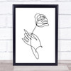 Black & White Line Art Rose In Hand Decorative Wall Art Print