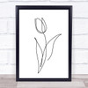 Black & White Line Art Tulip Flower Decorative Wall Art Print