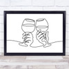 Black & White Line Art Wine Glasses Decorative Wall Art Print