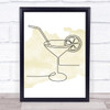 Watercolour Line Art Cocktail Glass Decorative Wall Art Print