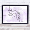 Watercolour Line Art Girls Jumping Decorative Wall Art Print