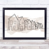 Watercolour Line Art Row Of Houses Decorative Wall Art Print