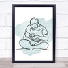 Watercolour Line Art Man And Baby Decorative Wall Art Print