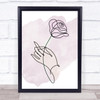 Watercolour Line Art Rose In Hand Decorative Wall Art Print