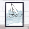 Watercolour Line Art Sailing Boat Decorative Wall Art Print