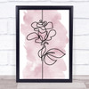 Watercolour Line Art Simple Rose Decorative Wall Art Print