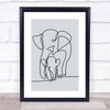 Block Colour Line Art Elephants Decorative Wall Art Print