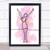 Watercolour Line Art Happy Lady Decorative Wall Art Print