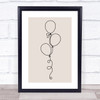 Block Colour Line Art Balloons Decorative Wall Art Print